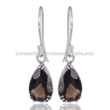 Lovely Smoky Quartz Gemstone 925 Sterling Silver Earring